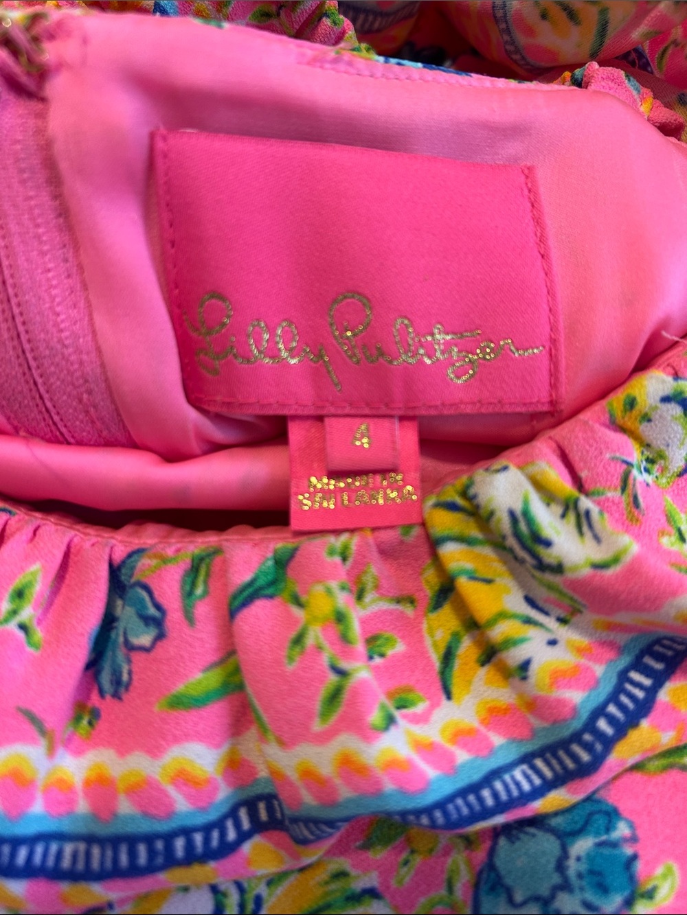 Lilly Pulitzer Zoya Romper Prosecco Pink Tigress Garden Ruffle Size 4 - Picture 3 of 11